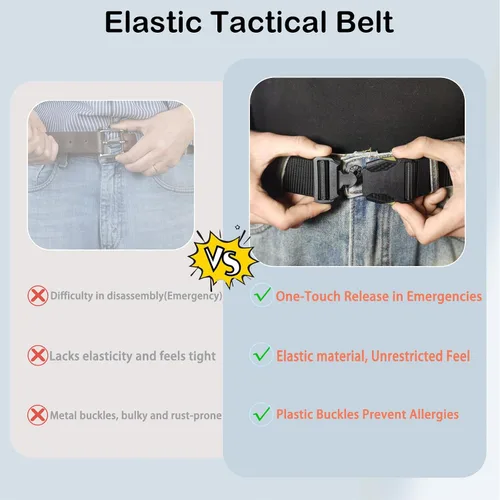 Miniatura 5 de Stretch Tactical Belt,Elastic Mens Belt with Quick Release,1.5" Work Belt for Casual,Hiking,Outdoors,47.24inch