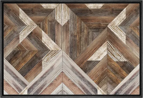 Miniatura 26 de IDEA4WALL Lienzo enmarcado para pared, decoración occidental, collage de polígonos de diamantes, paneles geométricos abstractos de madera, arte