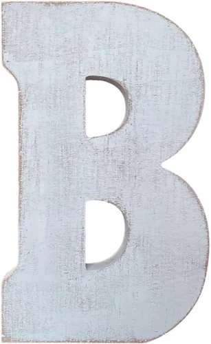 ABELOTS Letra grande de madera envejecida, alfabeto blanco lavado, decoración de pared, monograma, letras del alfabeto, letras de pie letras de