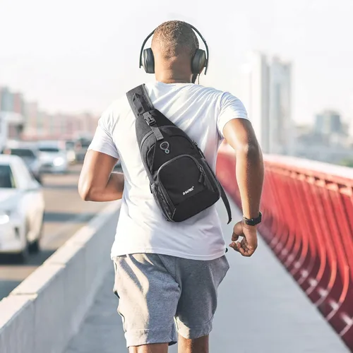 Miniatura 8 de G4Free Bolso bandolera RFID, mochila cruzada para el pecho, bolso de hombro para senderismo al aire libre Gris oscuro