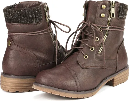 Miniatura 4 de DREAM PAIRS Botines de combate con cordones para mujer