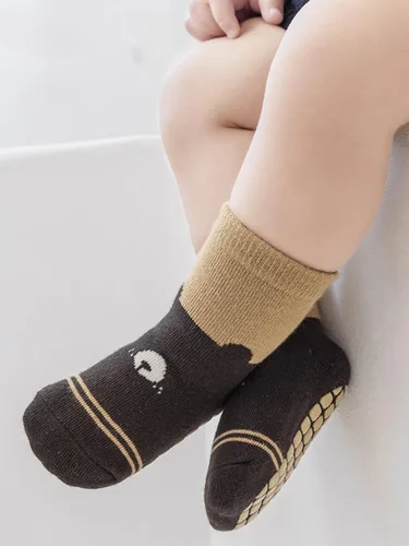 Miniatura 5 de Calcetines antideslizantes para bebés y niños pequeños con empuñaduras, calcetines de dibujos animados para niñas y niños recién nacidos, 5 pares