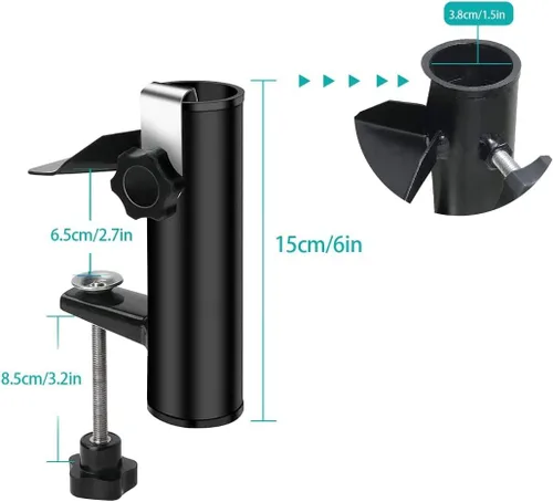 Miniatura 2 de weallbuy Soporte de abrazadera para sombrilla de patio al aire libre, soporte para sombrilla de terraza, soporte para sombrilla de patio para silla