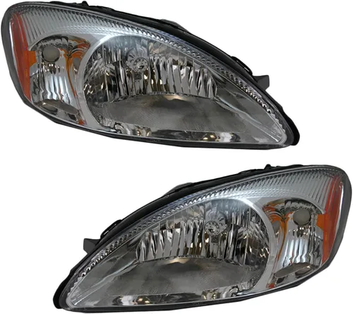 Miniatura 2 de TRQ Juego de 2 piezas de montaje de faros delanteros halógenos cromados y bisel negro para el lado del conductor y del pasajero compatible con Ford