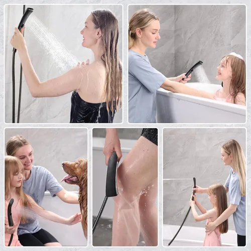 Miniatura 4 de BRIGHT SHOWERS Cabezal de ducha de alta presión con mano, cabezal de ducha doble de bronce aceitado con rociador de lluvia, ducha de mano Bronce