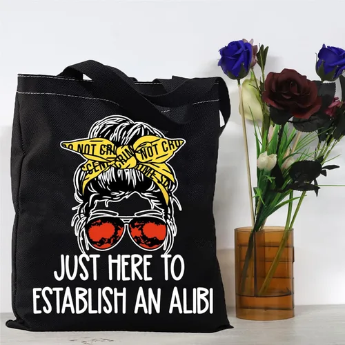 Miniatura 7 de GJTIM True Crime Gift Seriel Killer Gift Just Here to Establish and Alibi - Bolsa de maquillaje para fanáticos del programa de crimen