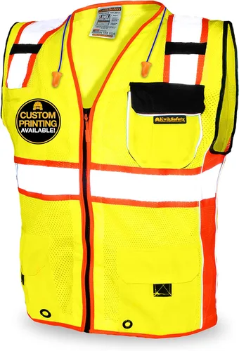 KwikSafety - Charlotte, NC - Chaleco de seguridad clásico y supremo [bolsillo gigante] Clase 2 Trabajo PPE ANSI probado OSHA Cumple con OSHA