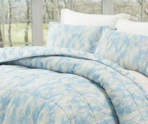 Miniatura 2 de Natural Comfort MC210-Tut-BL-Q Lujoso juego de edredón reversible para todas las estaciones, tamaño Queen, azul, 3 piezas