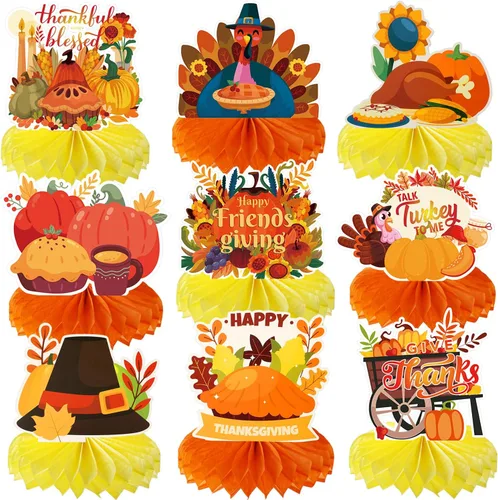 Miniatura 24 de 9 piezas de decoración de centro de mesa de otoño, decoración de mesa para fiesta de otoño, centro de mesa de Acción de Gracias, centro de mesa