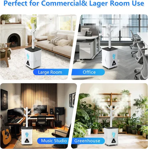 Miniatura 7 de Humidificador para habitación grande, 13 L/3.43 galones 1400 pies cuadrados, humidificadores de niebla fría para dormitorio con salida de Blanco