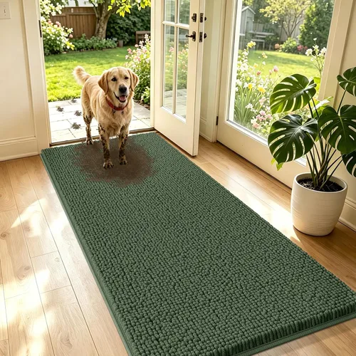 Miniatura 13 de IM HOME Tapete de chenilla absorbente para exterior 36" x 24", tapetes lavables antideslizantes para perros, tapete para puerta interior para Marrón