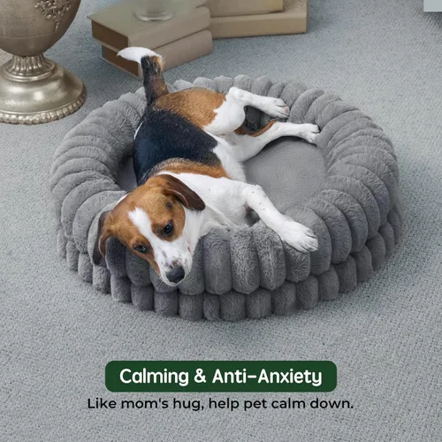 Miniatura 3 de BALANCE Cama de Donut de Lujo para Perros, Cama Redonda de 30 Pulgadas para Perros Medianos Lavable, Cama Ortopédica Calmante para Perros con Fondo