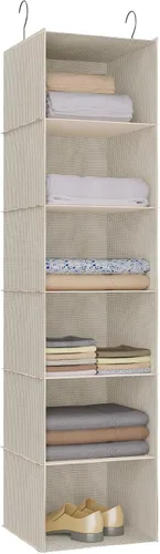 Miniatura 21 de Organizador colgante para armario, fácil de montar, estantes colgantes plegables con 4 compartimentos, para guardar ropa, bolsos, zapatos y Gris