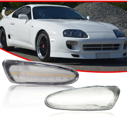 Miniatura 2 de Lámpara LED blanca de lente transparente compatible con Toyota SUPRA MK.4 1997 1998 y Toyota Celica 2000-2005 Luz de marcador lateral de Lente