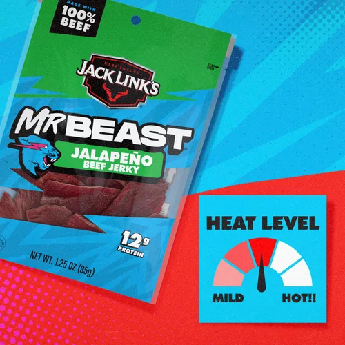 Miniatura 4 de Jack Link's - Carne vacuna seca, jalapeño, aperitivo picante, 12 g de proteína, 100 calorías, 100% carne vacuna, 94% libre de grasa, sin GMS**