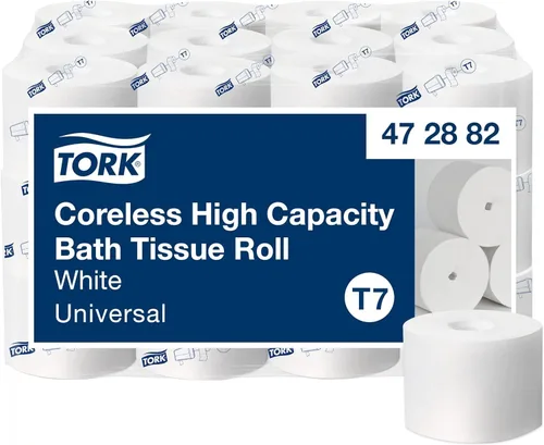 Tork Rollo de papel higiénico de alta capacidad sin núcleo, blanco, T7, universal, 2 capas, 36 x 1100 hojas, 472882