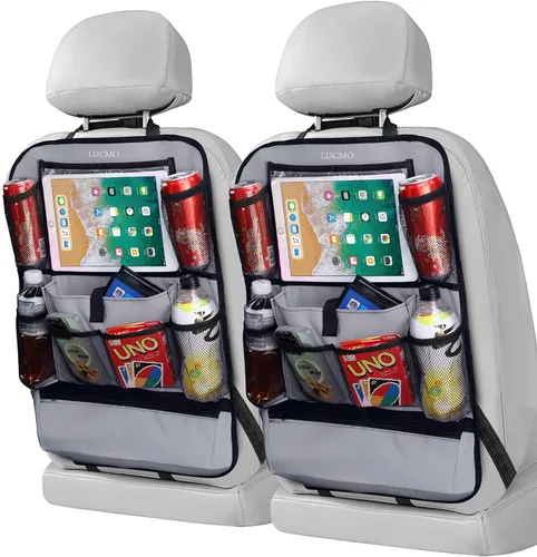 Miniatura 28 de LUCMO Organizador de asiento trasero de coche con soporte para tableta - 2 piezas, organizador de almacenamiento de coche con 6 bolsillos