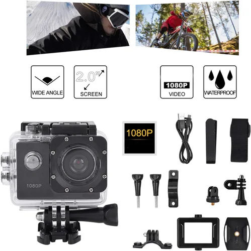 Miniatura 6 de VBESTLIFE Cámara de acción, Cámara de acción 1080P 12MP, Cámara de lente gran angular Cámara de aventura subacuática, Pantalla TFT LCD HD de 2.0
