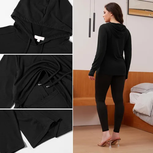 Miniatura 11 de Bhome Camisa de lactancia de manga larga con capucha para lactancia materna