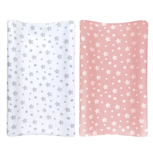 Miniatura 6 de Paquete de 2 fundas para cambiador para niñas, con estampado encantador, suave, unisex, para cambiar, se ajusta a almohadilla contorneada de 32 x 16