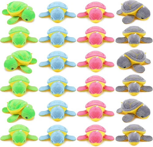 HyDren 24 piezas de juguete de tortuga pequeña de peluche a granel, tortuga marina suave de peluche, tortuga adorable de peluche, juguete para