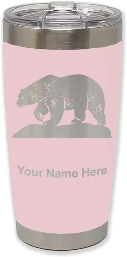 Miniatura 12 de LaserGram Vaso aislado al vacío de 20 onzas, oso polar, grabado personalizado incluido (negro)
