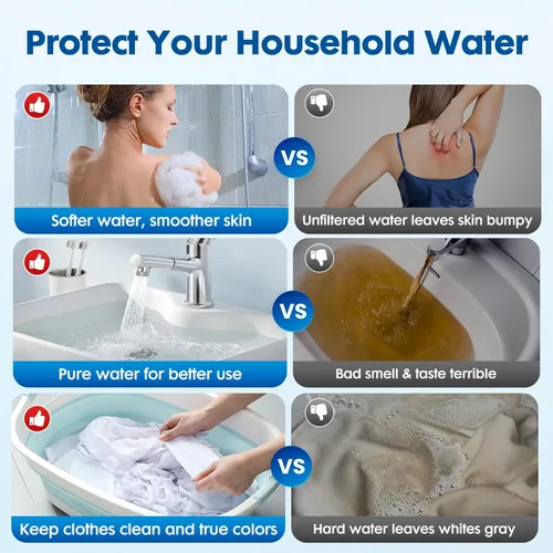 Miniatura 6 de Sistema de filtro de agua para toda la casa, sistema de filtración de agua para el hogar de 3 etapas que reduce altamente el olor a cloro, el sabor