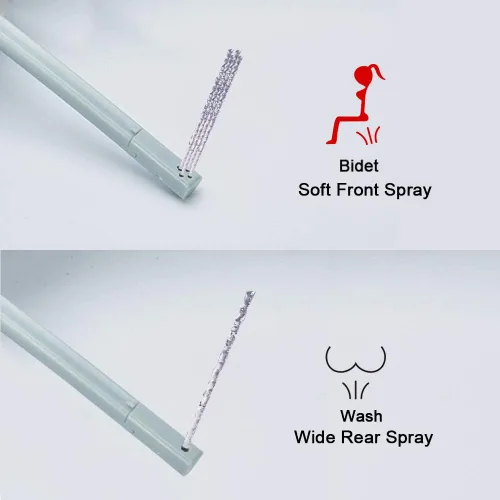 Miniatura 8 de Asiento de inodoro con boquilla doble autolimpiante, no eléctrico, separado trasero y femenino, spray de agua natural, asiento de inodoro de cierre
