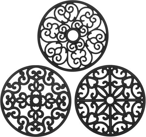 CHEFBEE Juego de 3 salvamanteles de silicona, flexible, antideslizante, resistente al calor, moderno juego de salvamanteles para platos calientes,