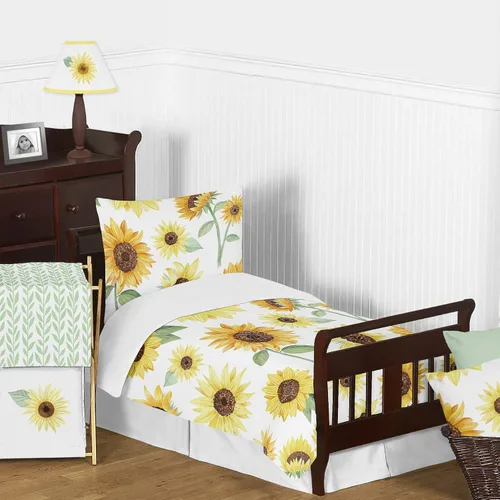 Miniatura 4 de Sweet Jojo Designs Tapete de juego para bebé con diseño de girasoles para bebé, color amarillo, verde y blanco, acuarela de granja