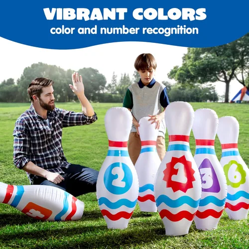Miniatura 8 de JOYIN Juego de bolos inflables gigantes para niños y adultos, juegos para fiestas de Navidad y cumpleaños, juguetes educativos para desarrollar
