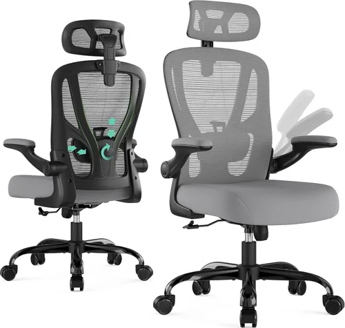 Silla de oficina ergonómica de escritorio, silla de oficina de malla con respaldo alto con reposacabezas, ruedas, soporte lumbar, sillas de oficina
