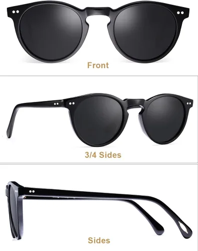 Miniatura 33 de CARFIA Gafas de sol redondas de acetato para hombre, polarizadas, protección UV, gafas de sol clásicas retro CA5289L