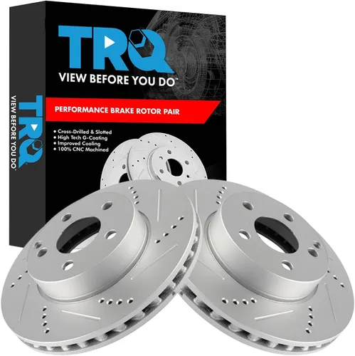 Miniatura 13 de TRQ Juego de rotores de freno de rendimiento trasero con revestimiento G premium compatible con Mazda 6 2014-2021