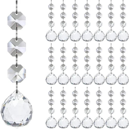 Miniatura 7 de Jishi 30 piezas de adornos de copo de nieve de cristal para decoración de árbol de Navidad, adornos de copo de nieve de acrílico transparente