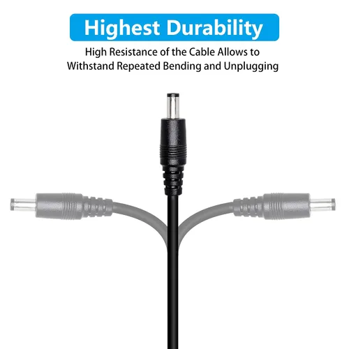Miniatura 5 de DC 0.217 in x 0.098 in macho a 0.217 in x 0.083 in hembra Plug Jack Cable de alimentación de extensión para cámara de seguridad, CCTV (2m/6.56ft)