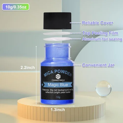 Miniatura 2 de CHANGTIKEJI Polvo de mica – 81 colores – 0.35 oz/botella de pigmento natural en polvo para resina epoxi, fabricación de jabón, fabricación de velas