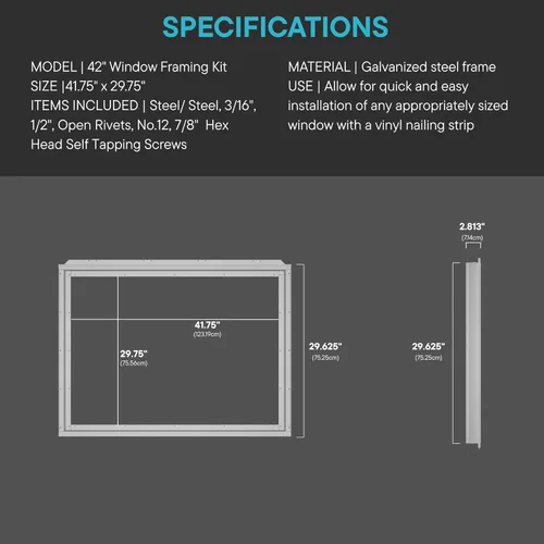Miniatura 3 de Container Modification World® - Kit de marco de ventana de pared lateral de 42" x 30" para contenedores de envío y latas de mar - Sistema de marco