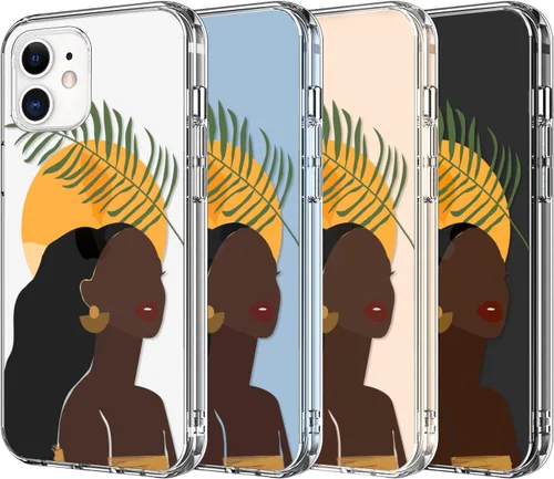 Miniatura 6 de LUHOURI Funda diseñada para iPhone 12 Mini con protector de pantalla, acrílico transparente para mujeres y niñas, funda protectora de ajuste delgado