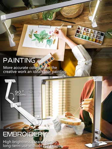 Miniatura 5 de Lámpara LED de escritorio de 36 W, lámpara de mesa regulable de 4000 a 6000 K, 3 modos de iluminación, luz de escritorio cuadrada para estudio