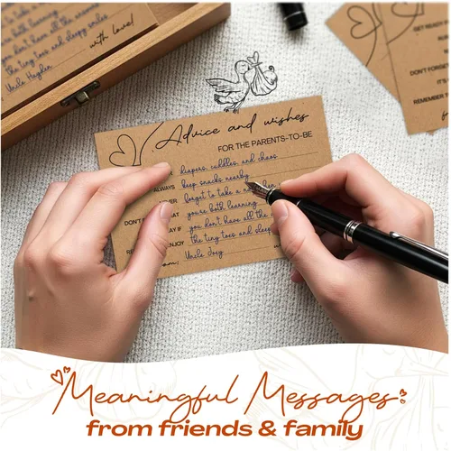 Miniatura 4 de Tarjetas de consejos para baby shower para padres – 50 tarjetas de deseos de doble cara con caja – Deseos para decoración de baby shower, diversión