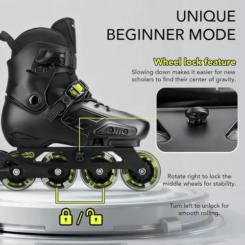 Miniatura 4 de Patines en línea para niños y niñas con ruedas iluminadas, tamaño ajustable, adecuado para principiantes, patines para mujeres, niñas y adultos Negro