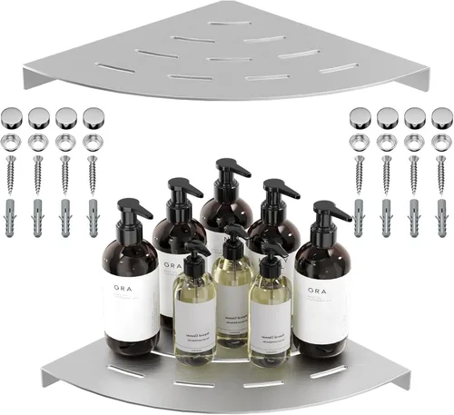Miniatura 9 de Estantes esquineros para ducha, capacidad de carga, 40 libras, estante de acero inoxidable 304 para ducha, no se oxida, estante de esquina de ducha
