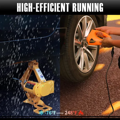 Miniatura 6 de E-HEELP - Gato de tijera eléctrico para auto de 3 toneladas de 12 V con llave de impacto para SUV, sedán y cambio de neumáticos 3T con llave