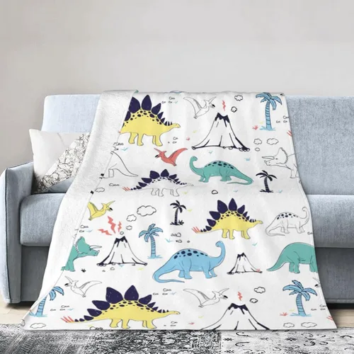Manta de Dinossaurios Linda Manta de Forro Polar Super Suave y Cálida para Cama, Edredón para Sofá, Dormitorio, Oficina, Coche, Toda Estación, Manta