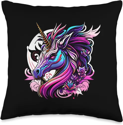 I love colorful doomicorn helloween outfit women Disfraz de Halloween - Almohada colorida de doomicorn, 16 x 16, multicolor