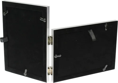Miniatura 6 de benerini Marco de fotos plegable doble de aluminio cepillado de color plateado satinado para 2 fotos, incluye 2 fotografías estándar de 6 x 4