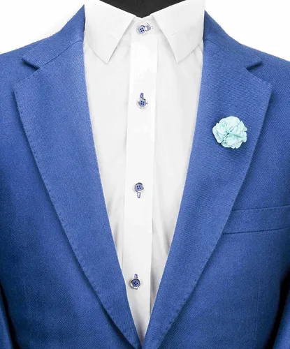 Miniatura 3 de Knighthood Broche de solapa con diseño de flor azul cielo, para regalo, boda, fiesta, camisa, collar, accesorios para hombre, Metal