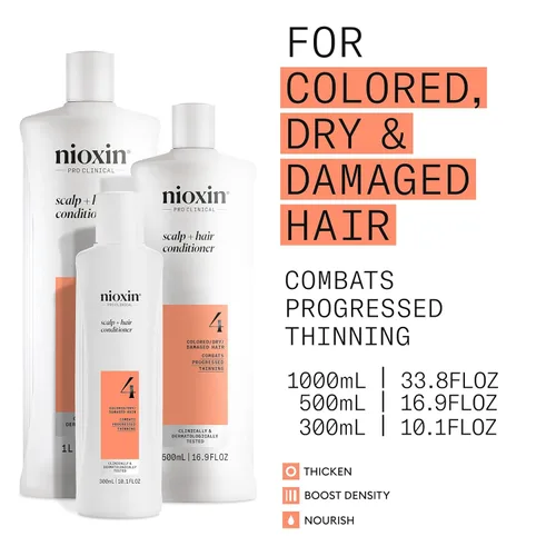Miniatura 3 de Nioxin System 4 - Acondicionador para cabello teñido, seco y dañado con adelgazamiento progresado, mantiene un color vibrante, nutre y aumenta