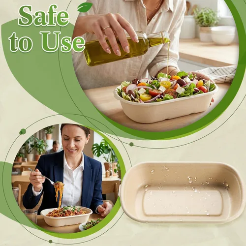 Miniatura 2 de Remerry 50 juegos de 17 oz, tazones desechables con tapas de papel, recipientes desechables de papel para preparación de comidas, recipientes